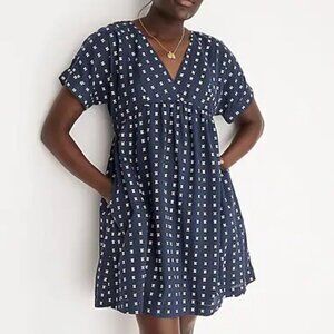Madewell V neck Dolman-Sleeve Dress in Textured Dot (Sz XS)